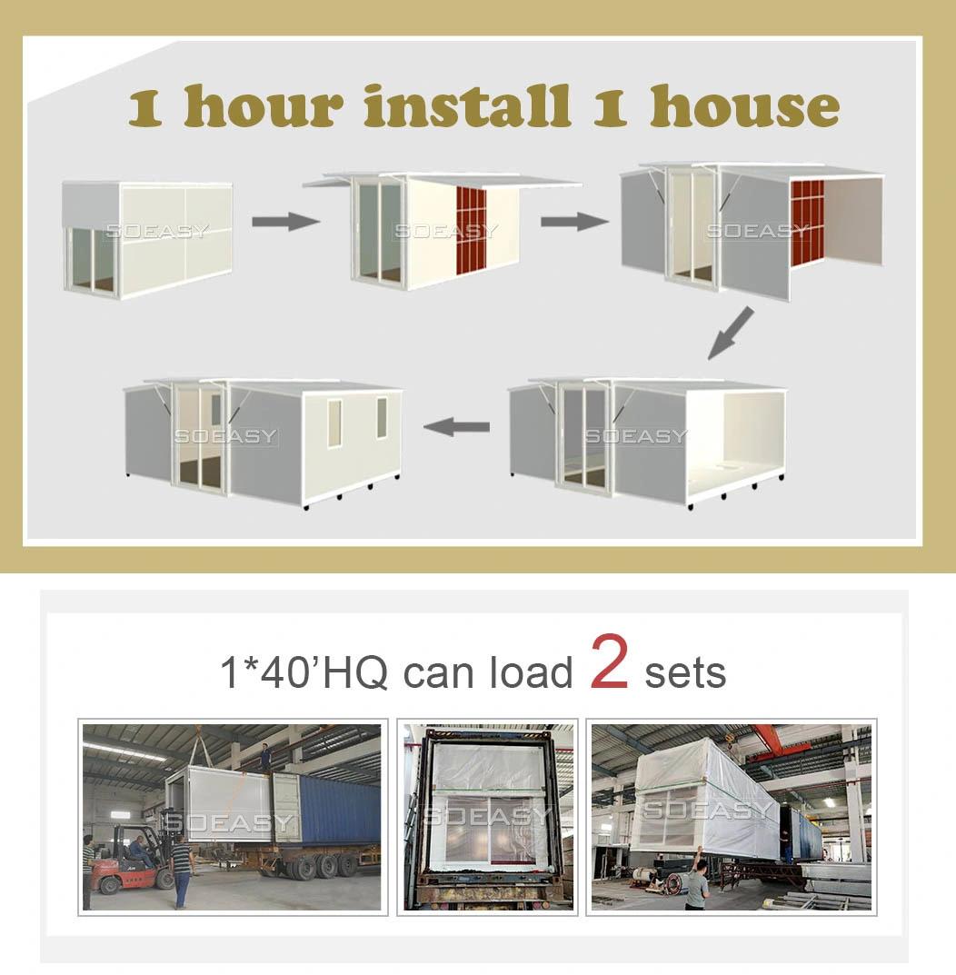 New Design Luxury Expandable Container House Prefab Container Shop with Balcony for Wholesale