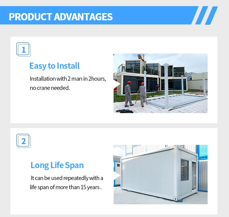 Easy Assemble Sandwich Panel Luxury Modern Detachable Modular Container Tiny 2 Story Homes Prefab Houses