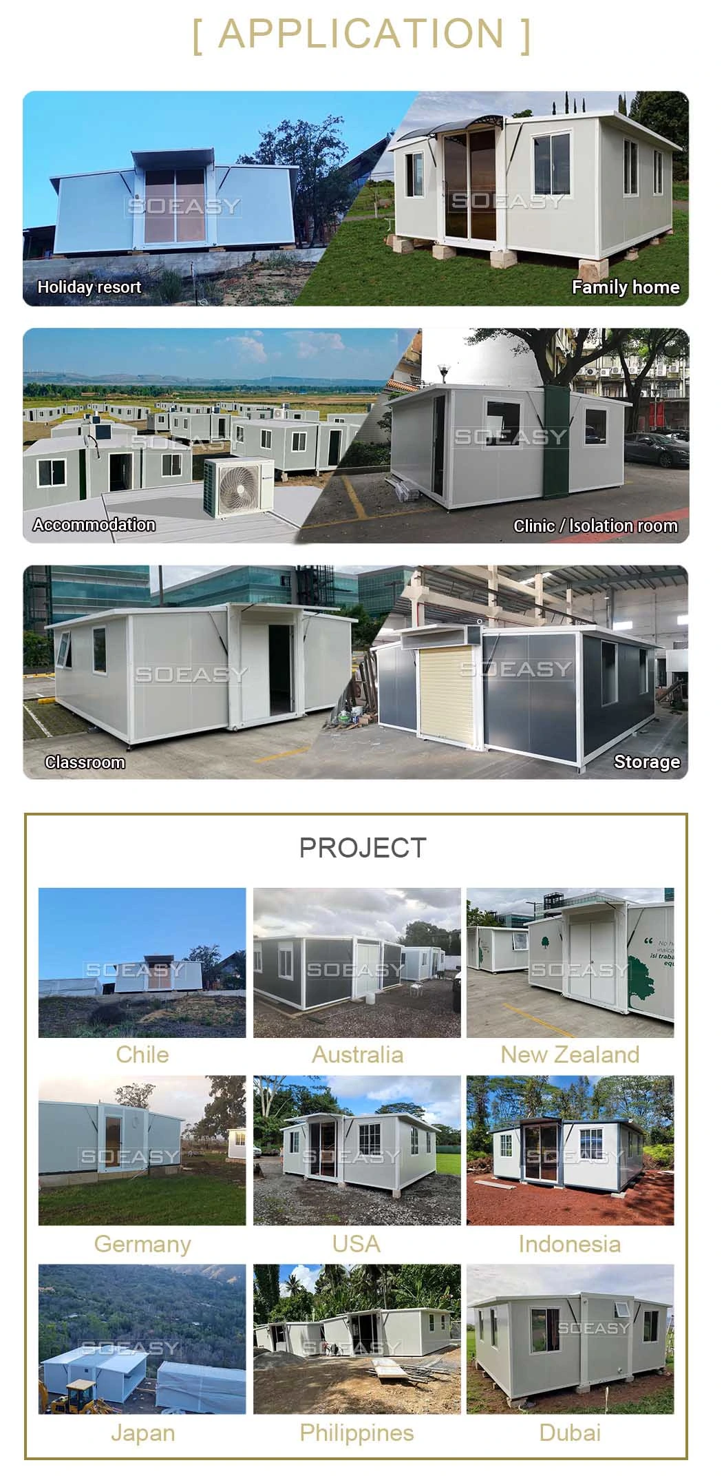New Design Luxury Expandable Container House Prefab Container Shop with Balcony for Wholesale