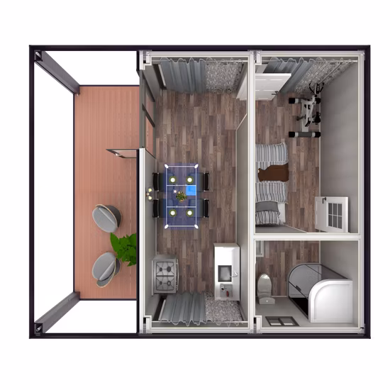 One Bedroom Living Veranda Holiday Villa Flat Pack Container House - Luxury Prefab Container House